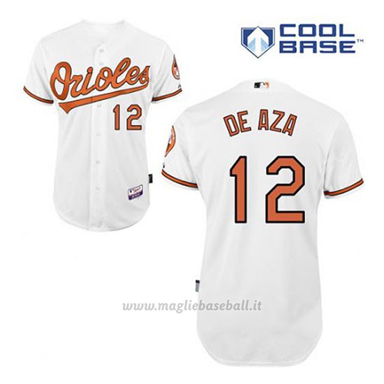 Maglia Baseball Uomo Baltimore Orioles 12 Alejandro de Aza Bianco 1ªCool Base